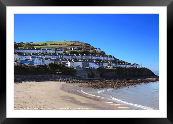 New Quay town.  Wales Framed Mounted Print by Christian Bridgwater