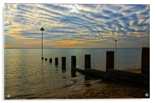 Unusual evening cloud formation at Westcliff on Sea, Essex, UK. Acrylic by Peter Bolton
