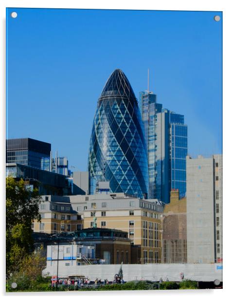 The Gherkin, City of London Acrylic by Peter Bolton