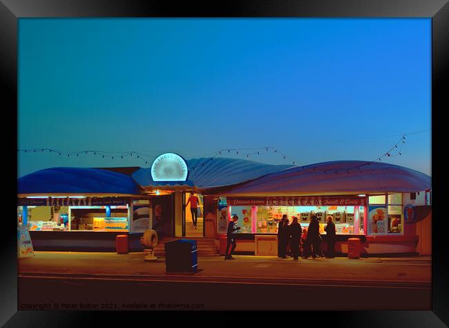 The 3 Shells Cafe and ice cream parlour, Southend on Sea, Essex, UK Framed Print by Peter Bolton