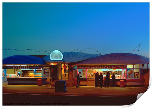 The 3 Shells Cafe and ice cream parlour, Southend on Sea, Essex, UK Print by Peter Bolton