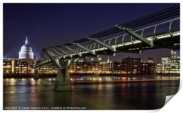 Millennium Bridge, London St Pauls Print by Lesley Pegrum