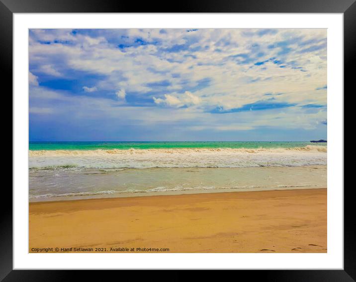 Sand beach wavy sea and cloud sky 2b Framed Mounted Print by Hanif Setiawan