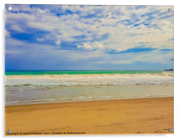 Sand beach wavy sea and cloud sky 2b Acrylic by Hanif Setiawan