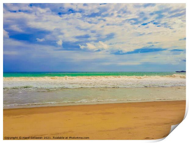 Sand beach wavy sea and cloud sky 2b Print by Hanif Setiawan