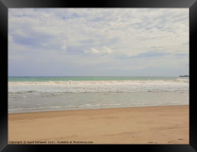 Sand beach wavy sea and cloud sky 2c Framed Print by Hanif Setiawan