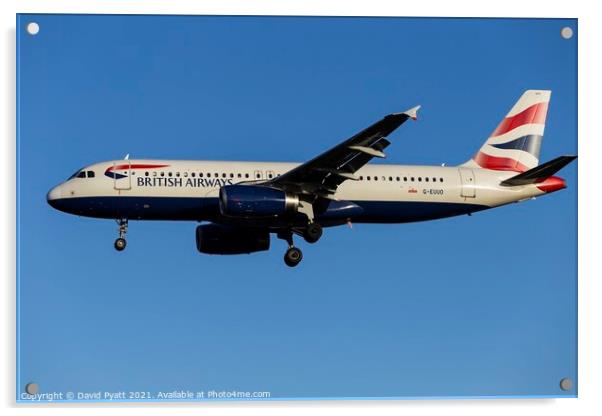 British Airways Airbus A320-232 Acrylic by David Pyatt