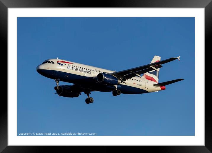 British Airways Airbus A320 Framed Mounted Print by David Pyatt