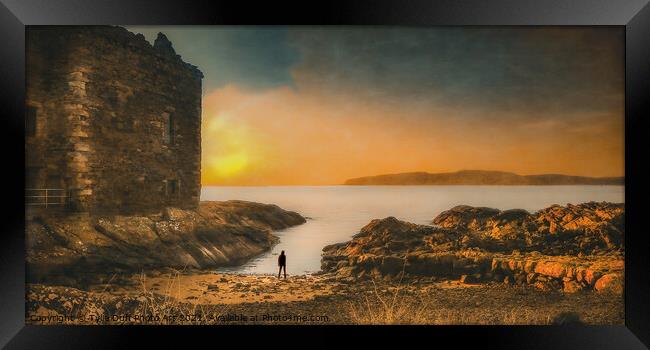 Boy In Silhouette In Portencross Sunset Framed Print by Tylie Duff Photo Art