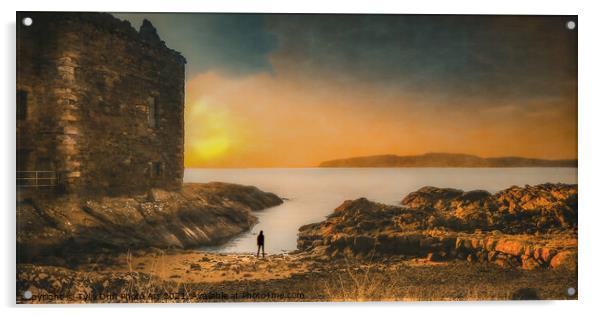 Boy In Silhouette In Portencross Sunset Acrylic by Tylie Duff Photo Art