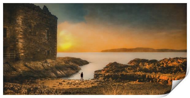 Boy In Silhouette In Portencross Sunset Print by Tylie Duff Photo Art