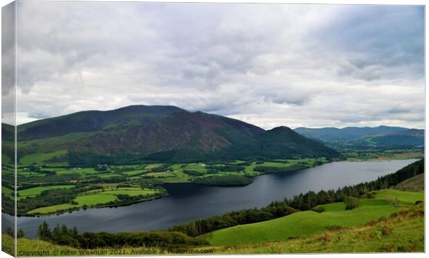 A view of over Bassenthwaite Lake towards Skiddaw  Canvas Print by Peter Wiseman