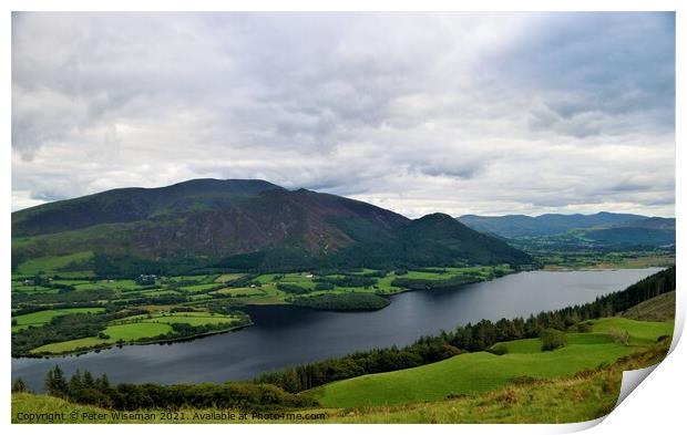 A view of over Bassenthwaite Lake towards Skiddaw  Print by Peter Wiseman