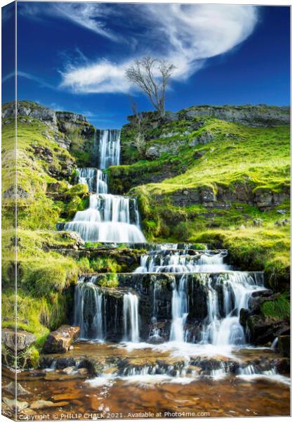 Middle falls Buckden Skipton 390  Canvas Print by PHILIP CHALK