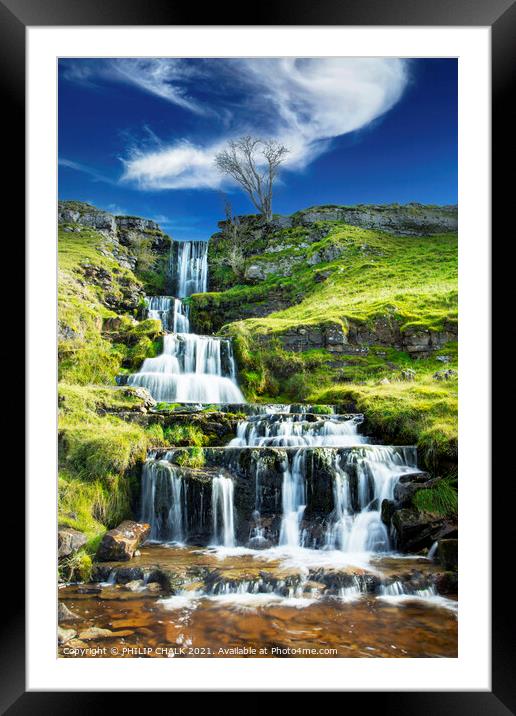Middle falls Buckden Skipton 390  Framed Mounted Print by PHILIP CHALK
