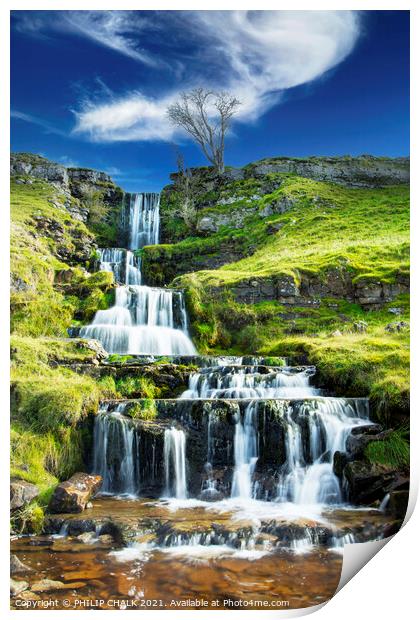 Middle falls Buckden Skipton 390  Print by PHILIP CHALK