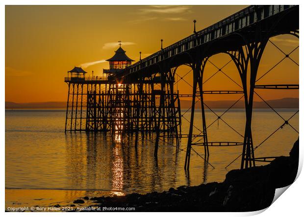 Clevedon Pier Sunset Print by Rory Hailes