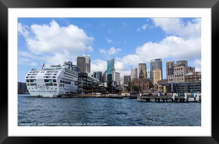 Sydney Harbour Skyline Framed Mounted Print by Janet Carmichael