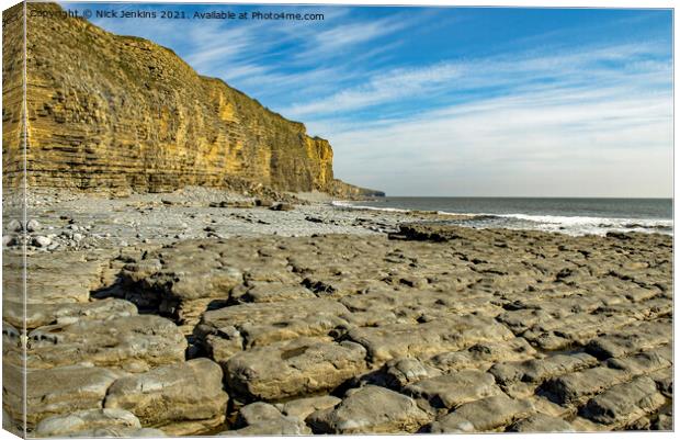 Cliffs at Llantwit Major Beach Glamorgan Coast Canvas Print by Nick Jenkins