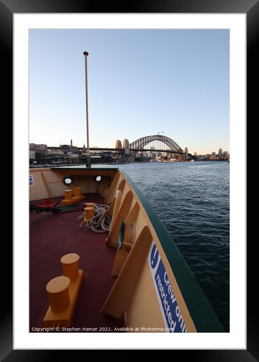 Sydney Harbour Bridge from Ferry Framed Mounted Print by Stephen Hamer
