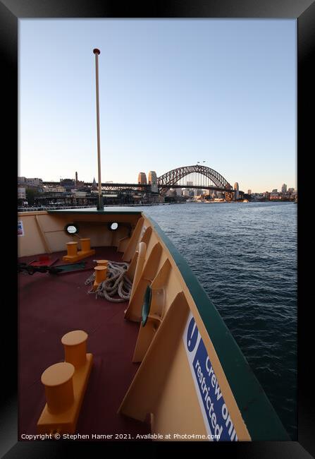 Sydney Harbour Bridge from Ferry Framed Print by Stephen Hamer