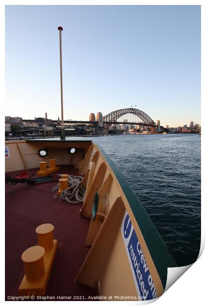Sydney Harbour Bridge from Ferry Print by Stephen Hamer