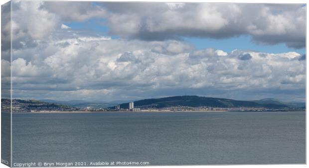 Swansea bay with Meridian tower Canvas Print by Bryn Morgan