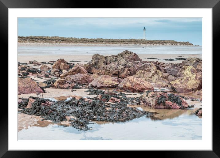 Covesea Lighthouse at Lossiemouth Framed Mounted Print by John Frid