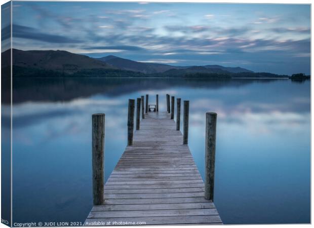 Ashness Landing on Derwent Water during the evening blue hour Canvas Print by JUDI LION
