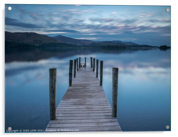 Ashness Landing on Derwent Water during the evening blue hour Acrylic by JUDI LION