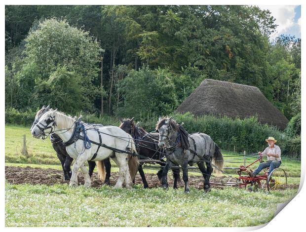 Ploughing the old fashioned way Print by JUDI LION