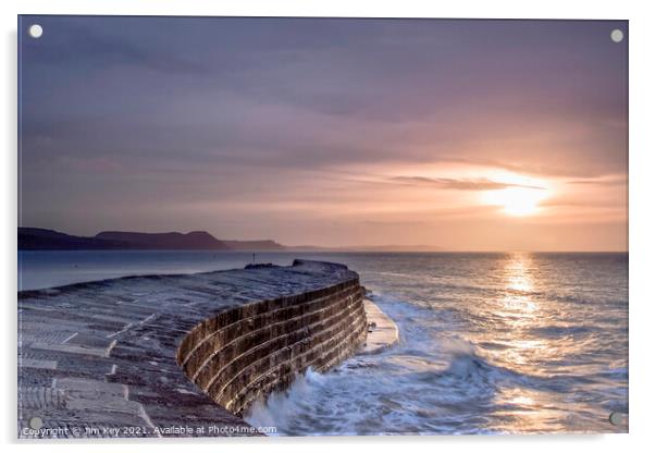 The Cobb Lyme Regis Dorset Acrylic by Jim Key