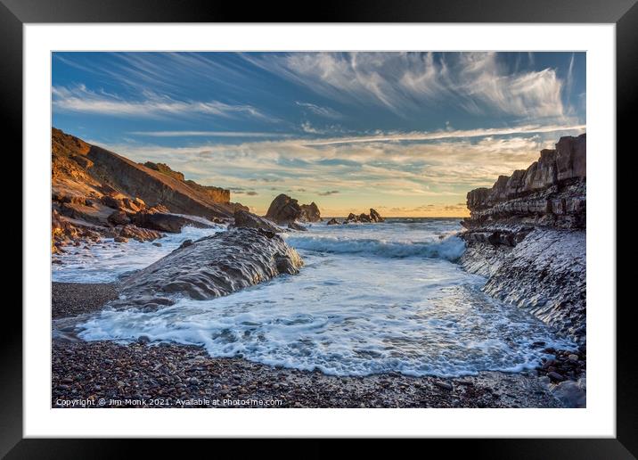 Bude Rocks Framed Mounted Print by Jim Monk