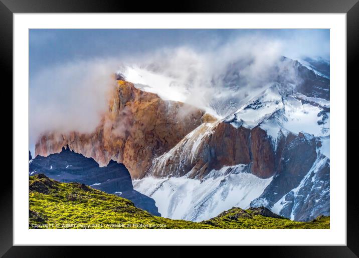 Brown Granite Cliff Torres del Paine Horns Area National Park Ch Framed Mounted Print by William Perry