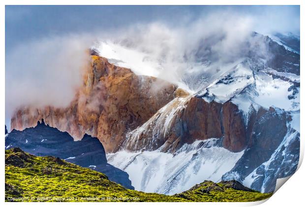 Brown Granite Cliff Torres del Paine Horns Area National Park Ch Print by William Perry
