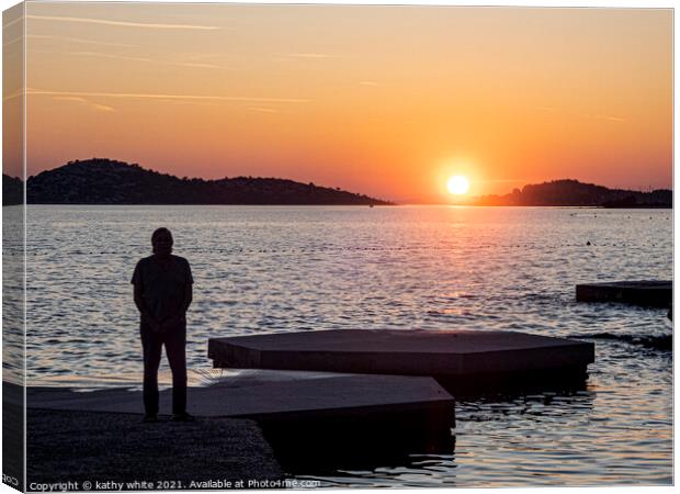 Croatia watching the sundown on the beach,croatian Canvas Print by kathy white