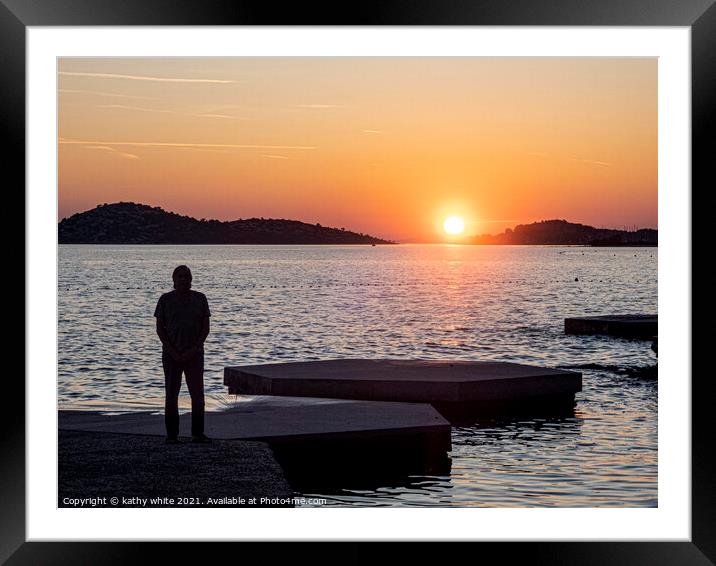 Croatia watching the sundown on the beach,croatian Framed Mounted Print by kathy white