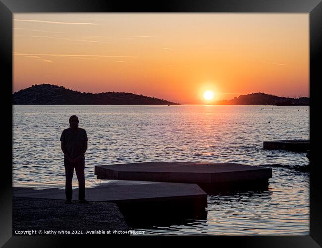 Croatia watching the sundown on the beach,croatian Framed Print by kathy white