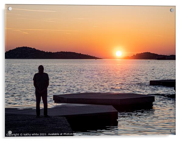 Croatia watching the sundown on the beach,croatian Acrylic by kathy white