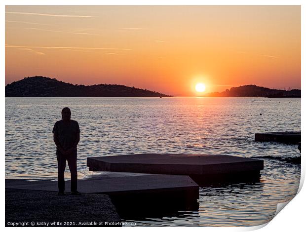 Croatia watching the sundown on the beach,croatian Print by kathy white