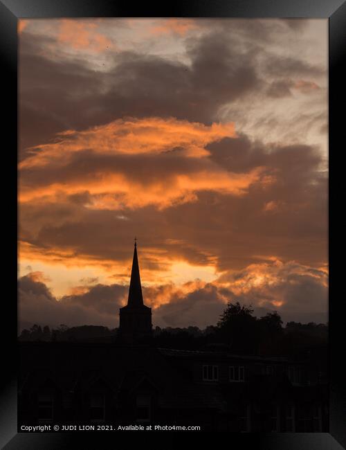 Sunrise over Keswick Framed Print by JUDI LION