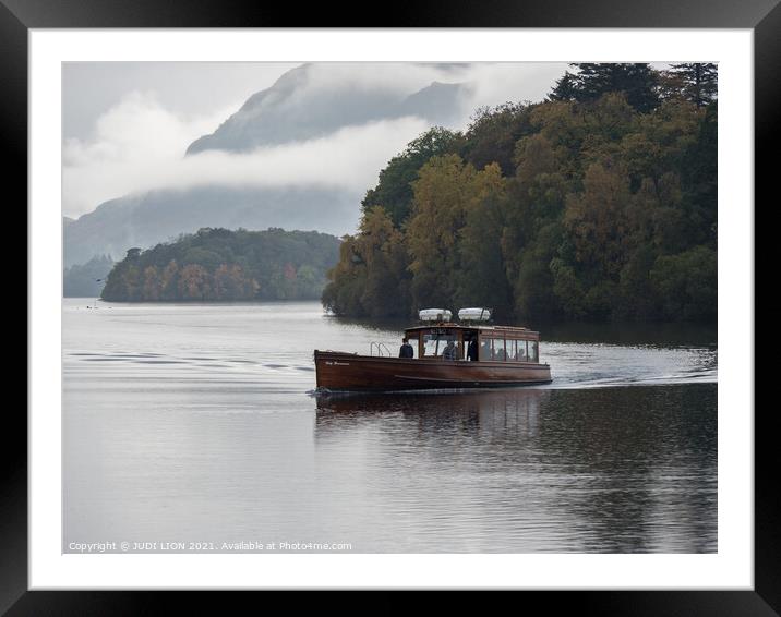 Wooden Launch on Derwent Water Framed Mounted Print by JUDI LION