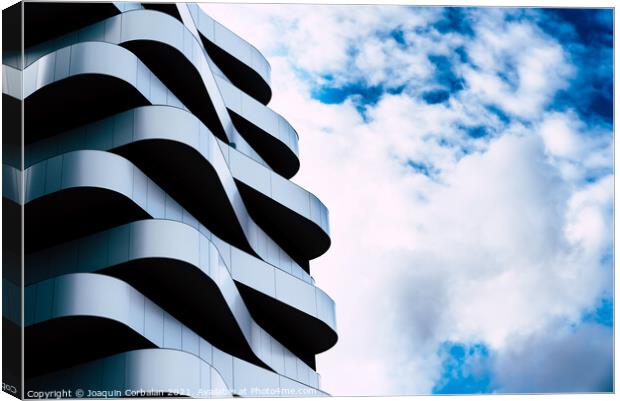 Residential building with a futuristic and minimalist design wit Canvas Print by Joaquin Corbalan
