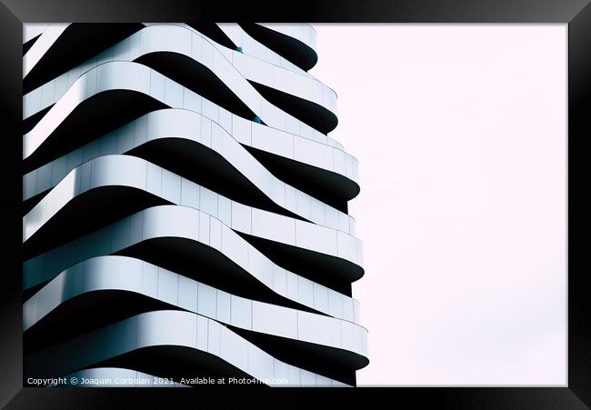 Abstract detail of a curved balcony design for elegant architect Framed Print by Joaquin Corbalan