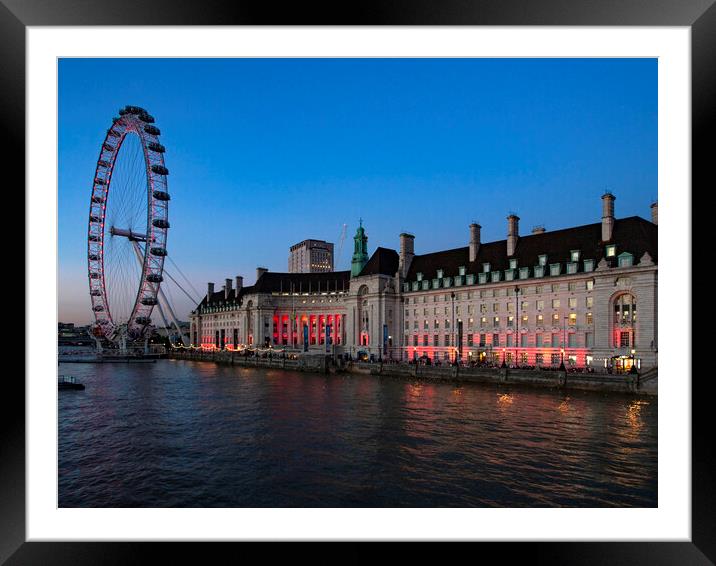 London Eye Dusk Framed Mounted Print by Clive Eariss