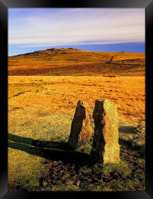 Merrivale Stone Rows and Great Staple Tor Framed Print by Darren Galpin