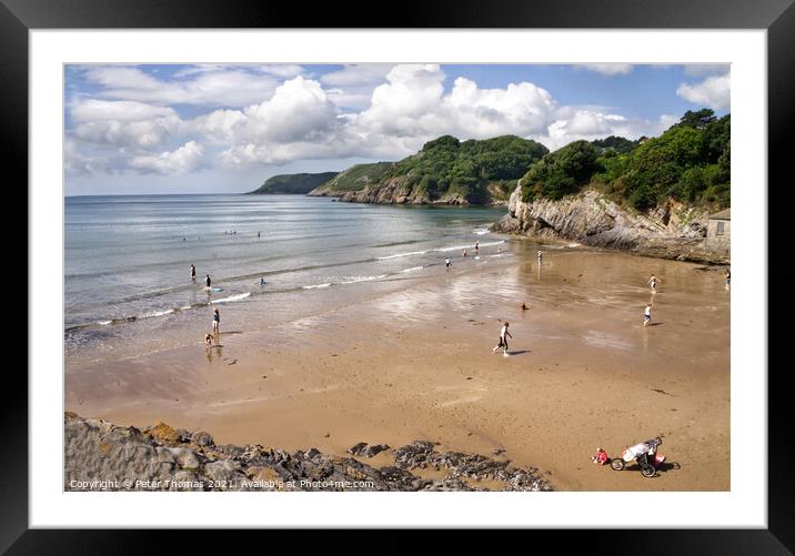 An Idyllic Getaway at Caswell Bay Framed Mounted Print by Peter Thomas
