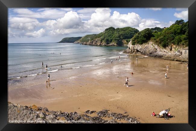 An Idyllic Getaway at Caswell Bay Framed Print by Peter Thomas