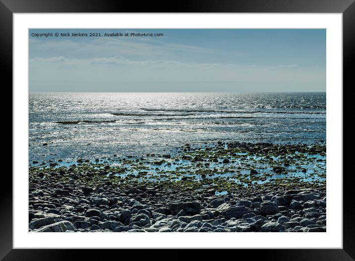 Llantwit Major Beach into the Sun Glamorgan Coast  Framed Mounted Print by Nick Jenkins