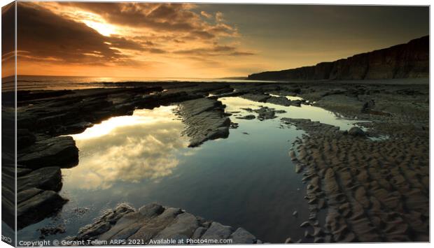 Sunset at Nash Point, Glamorgan Heritage Coast, South Wales Canvas Print by Geraint Tellem ARPS
